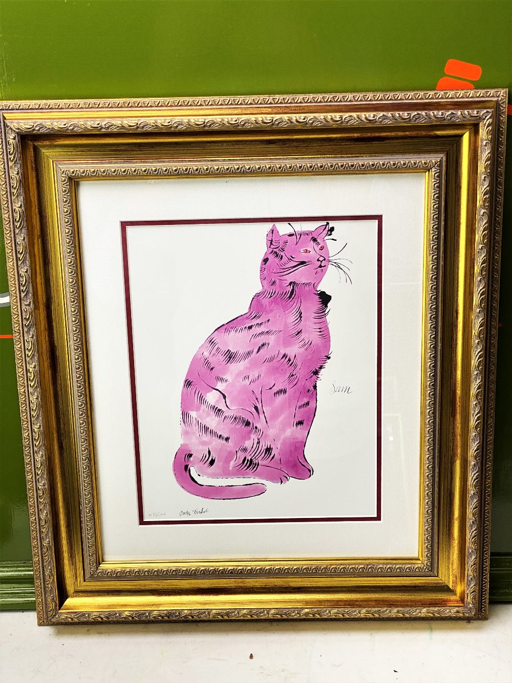 Andy Warhol "Pink Sam" 1954 Plate Signed Lithograph Print/Framed - Image 5 of 5