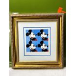 Andy Warhol (1928-1987) “Blue Mickey x 4” Lithograph, Ornate Framed.