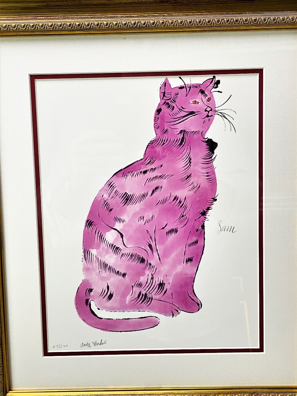 Andy Warhol "Pink Sam" 1954 Plate Signed Lithograph Print/Framed - Image 2 of 5