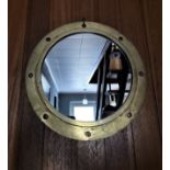 Authentic Vintage Heavy Brass Porthole With Mirror