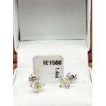 Pair of New 1.45 Carat Round Cut VS2/F Diamond Stud Earrings On 14K Hallmarked White Gold