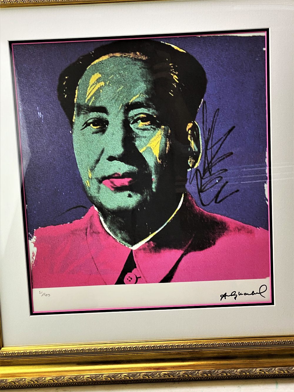 Andy Warhol (1928-1987) “Mao Tse Tung” Numbered Lithograph 51/100, Ornate Framed. - Image 2 of 3