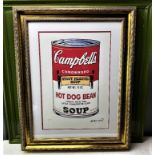 Andy Warhol-(1928-1987) "Campbells"Castelli NY Original Numbered Lithograph #70/100, Ornate Framed.