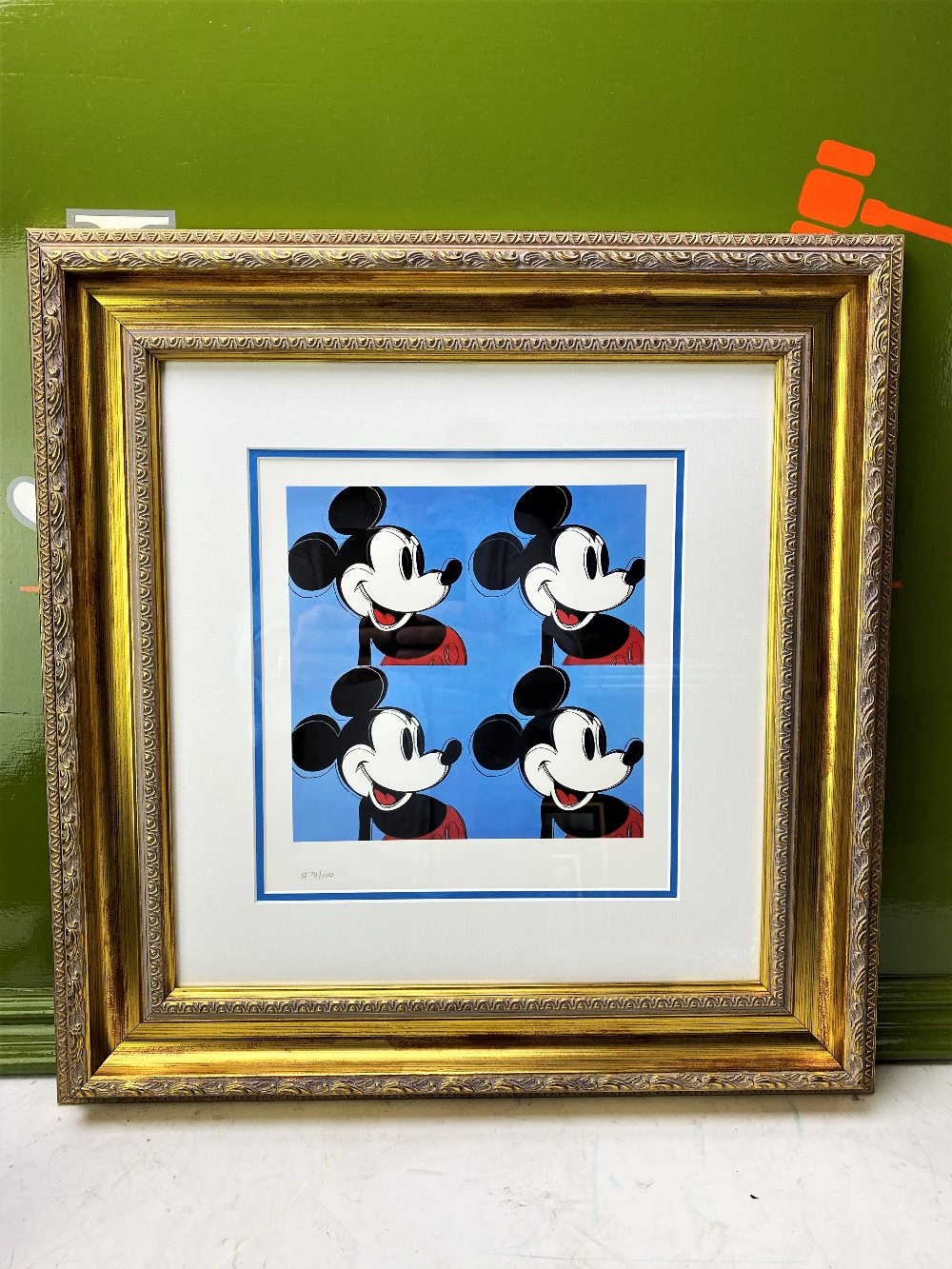 Andy Warhol (1928-1987) “Blue Mickey x 4” Lithograph, Ornate Framed. - Image 6 of 6