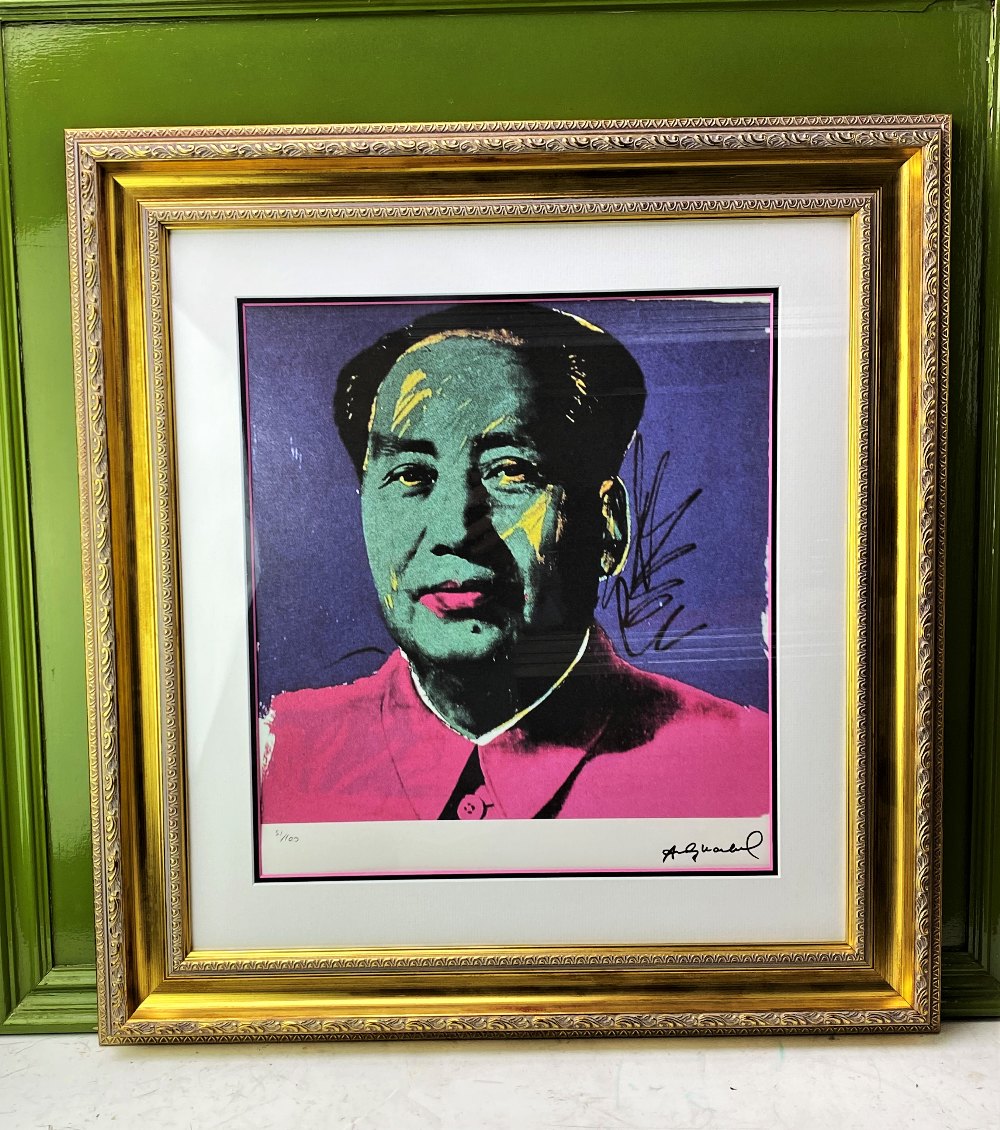 Andy Warhol (1928-1987) “Mao Tse Tung” Numbered Lithograph 51/100, Ornate Framed.