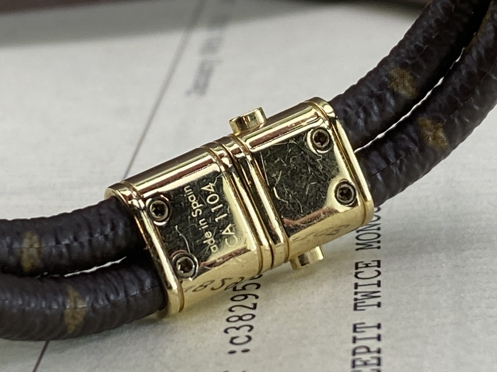 Louis Vuitton Gold Plated "Keep It Twice"& Classic Leather Monogram Bracelet - Image 3 of 6