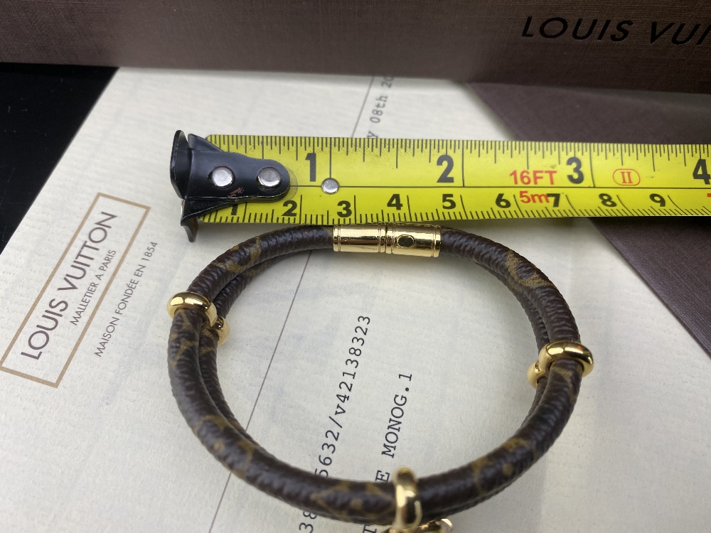 Louis Vuitton Gold Plated "Keep It Twice"& Classic Leather Monogram Bracelet - Image 5 of 6