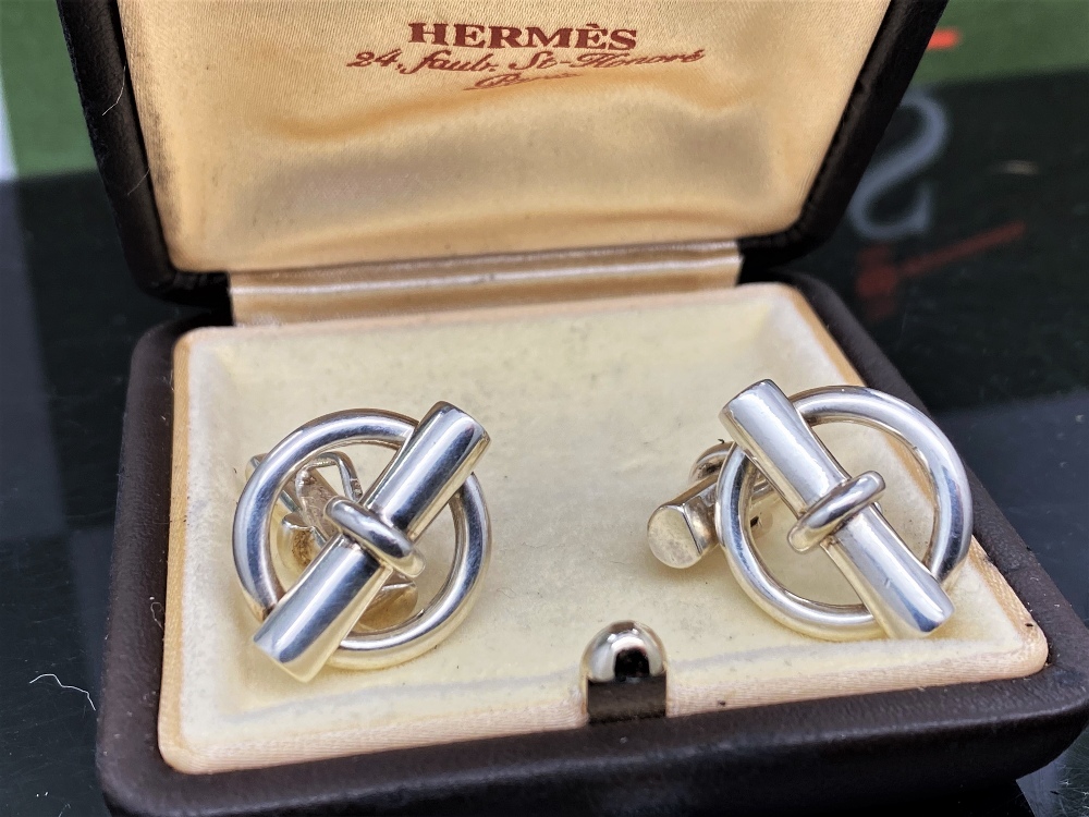 Hermes Paris Vintage 925 Sterling Silver "Circle" Cufflinks - Image 2 of 3