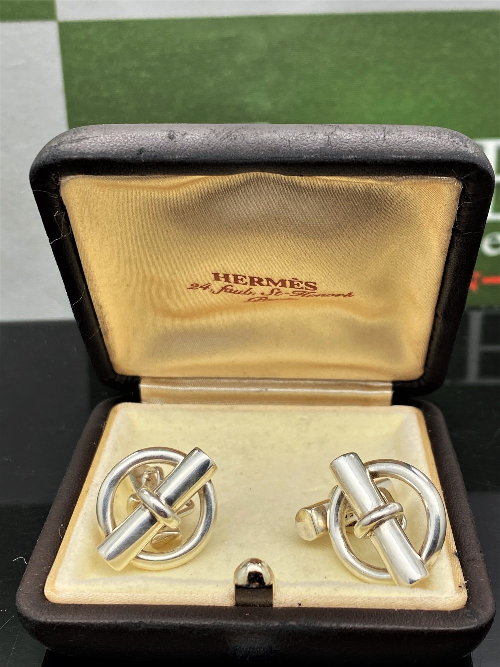 Hermes Paris Vintage 925 Sterling Silver "Circle" Cufflinks