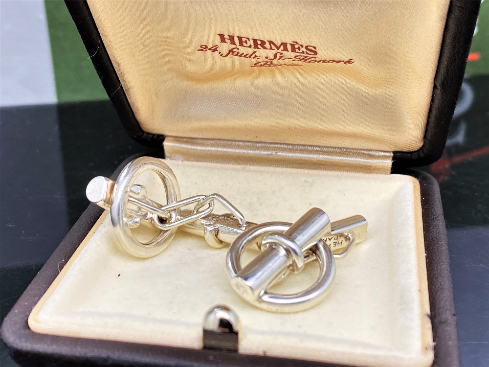 Hermes Paris Vintage 925 Sterling Silver "Circle" Cufflinks - Image 3 of 3