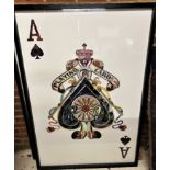 Stunning & Huge 59 x 37 Inch Decoupage "Ace of Spades" Display- Blackjack Set