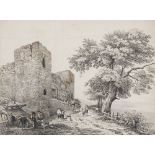 Paul Graeb (1842 - 1892 Berlin)Burg. Tuschezeichnung auf Papier. 30,2 x 39,8 cm