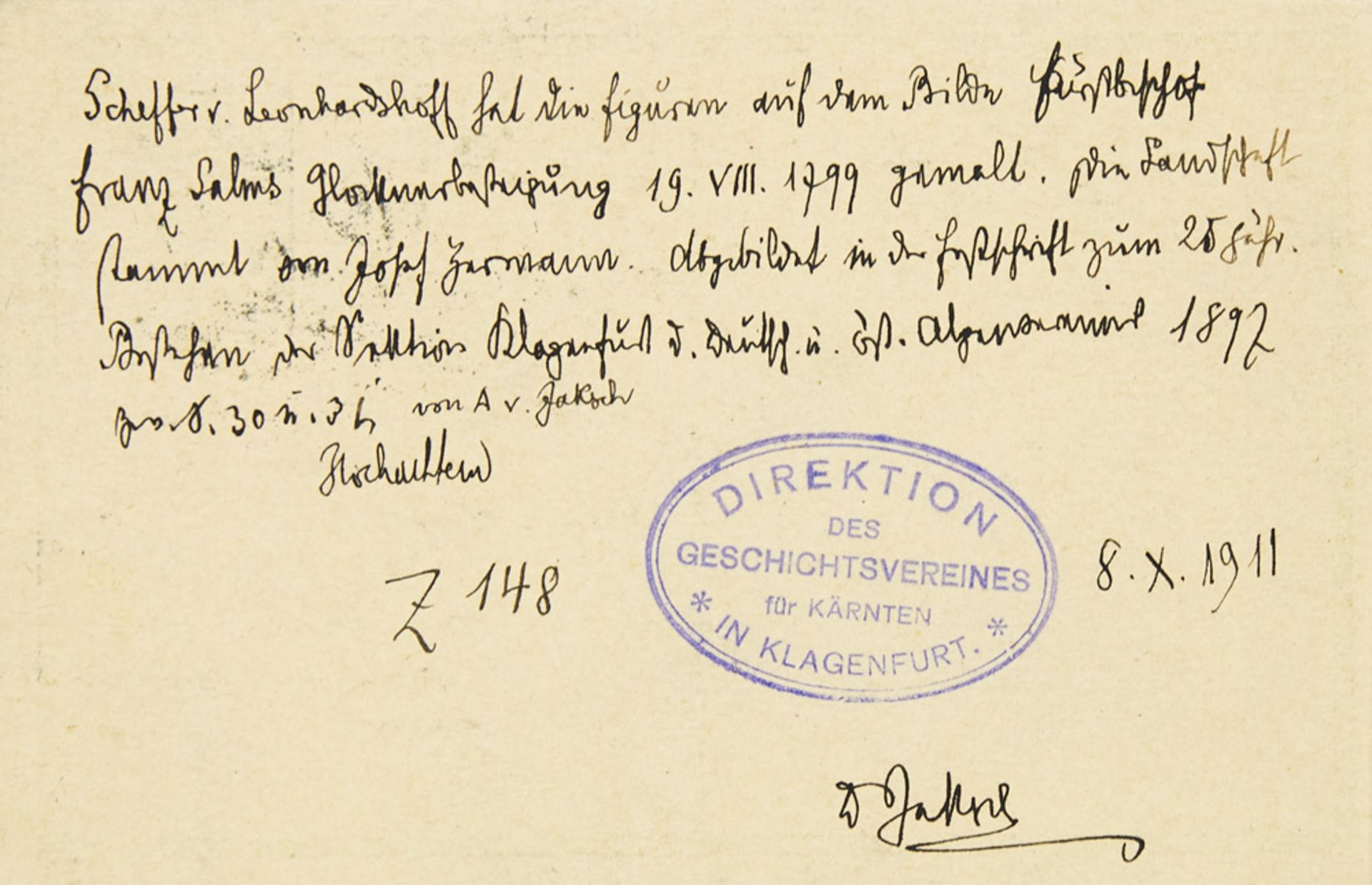 Johann Evangelist Scheffer von Leonhardshoff. Eigenhändiger Brief mit Unterschrift des öst