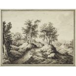 Jean-Francois Gout (1748 - 1812)Landschaft mit Staffage und Häusern. 1783. Fed