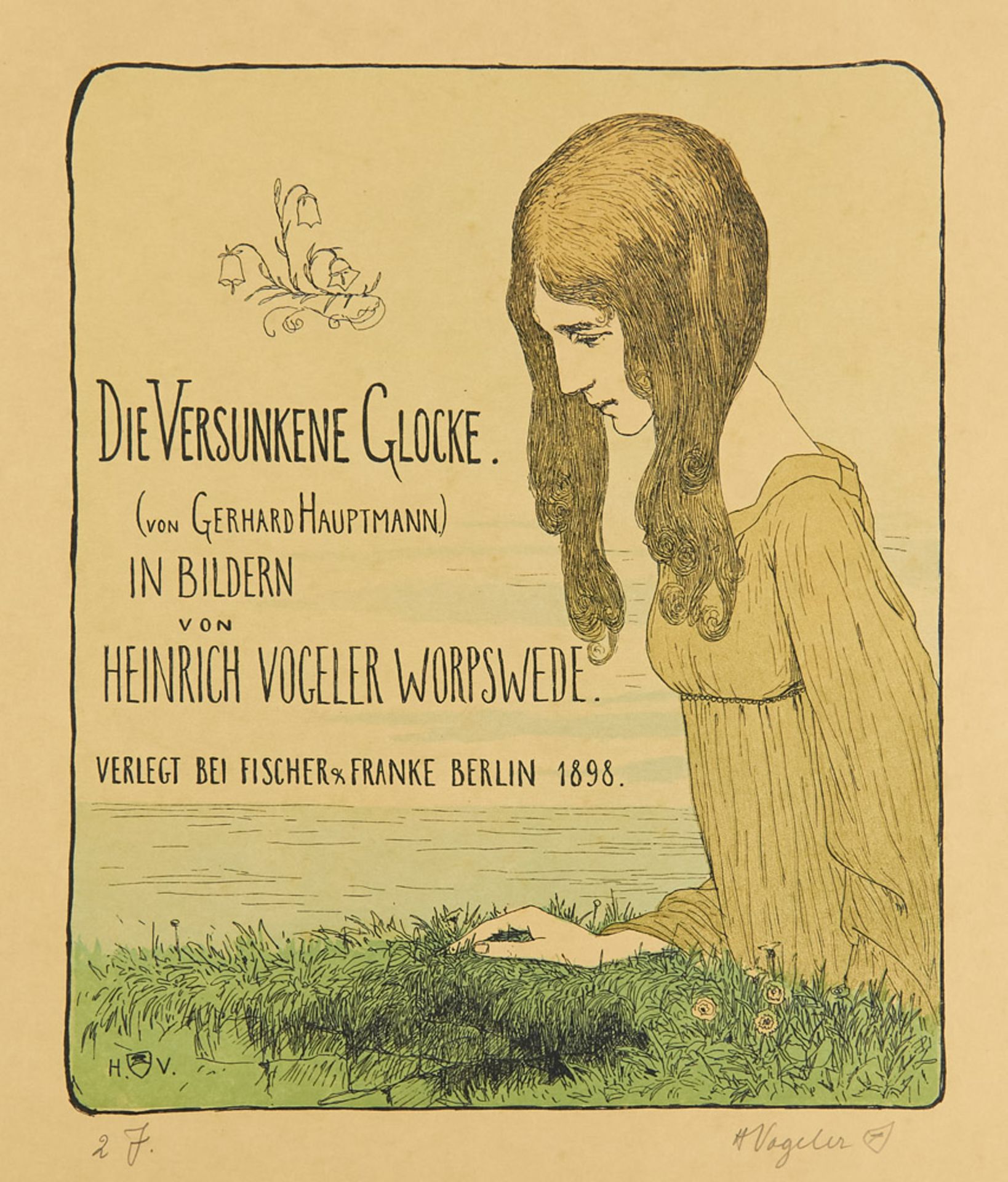 Jugendstil - Heinrich Vogeler - - Gerhart Hauptmann. Die versunkene Glocke. Mit fa