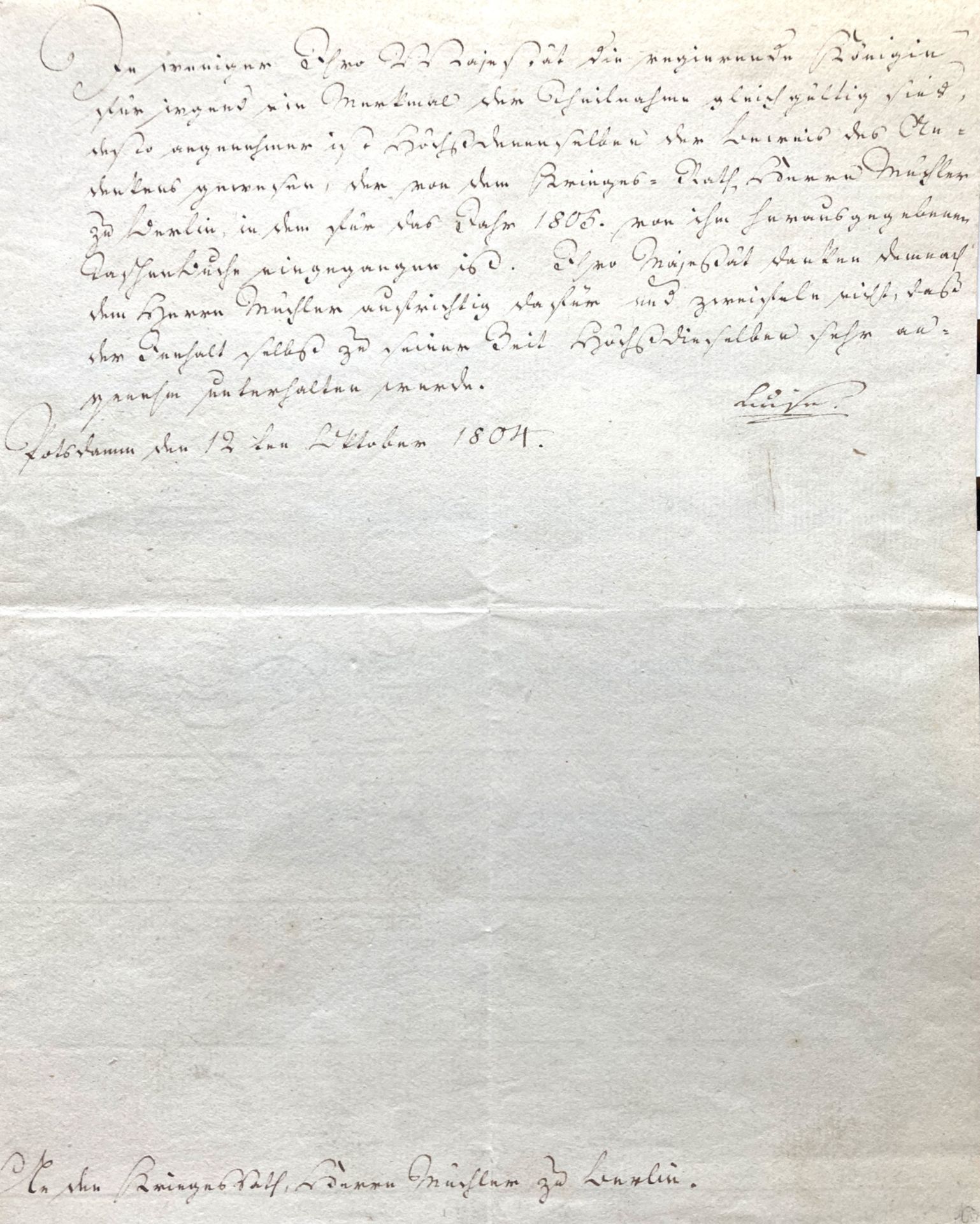 Königin Luise. Eigenhändiger Brief der Königin von Preußen (geb. Prinzessin von Mecklenb