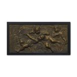 Interieur - - Künstler des 19. Jhd.. 3 Putti. Relief aus Bronze. Mit Patina. Eingefa