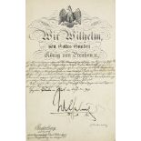 Preußen - - Kaiser Wilhelm II.. Sammlung von 2 Patenten und einer Bestallungsurku