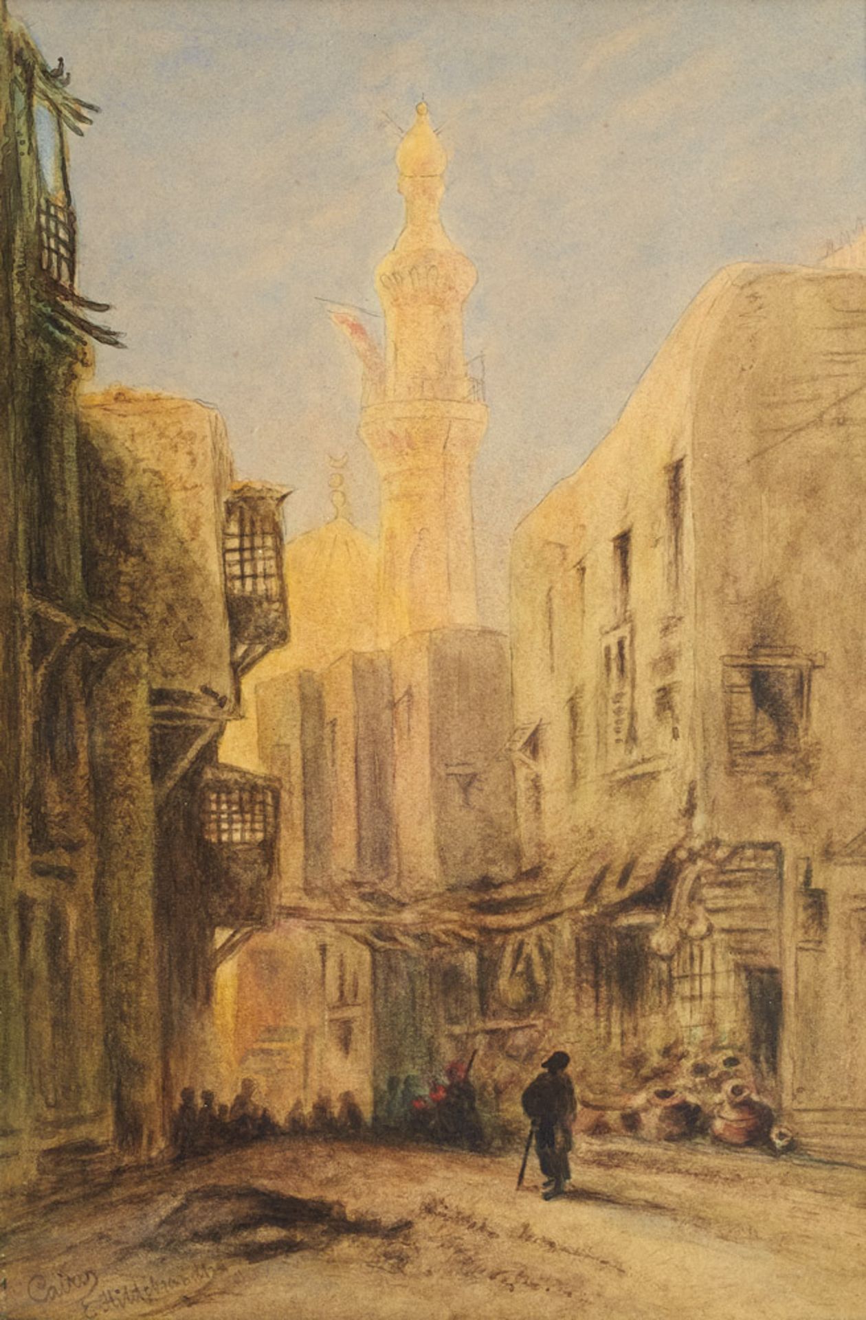 Eduard Hildebrandt (1818 Danzig - 1868 Berlin)Cairo. (Um 1860). Aquarell u. Fed