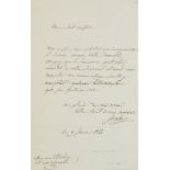 Jean-Baptiste Isabey. Eigh. Brief m. Unterschrift. o.O. (Paris), 9. Januar 1844. Franz. Hand