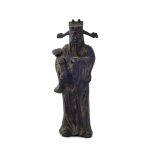 Asiatika - China - - 2 Standfiguren aus Bronze. China, wohl 18. Jh. Hohlbronze mit du