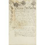 Friedrich II. von Preußen. Urkunde mit eigenhändiger Unterschrifts-Paraphe ("Frch") u. pap