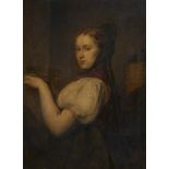 Künstler des 19. Jhd.Porträt einer jungen Dienerin. Öl auf Leinwand. 88,5 x 66,5 cm. Im a