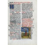 Buchmalerei - - Blatt aus einem Pergamentdruck des "Missale secundum ritum Augustensis eccle