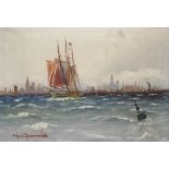 Schifffahrt - - Alfred Jensen. (1859 Dänemark - 1935 Hamburg). Dreimas