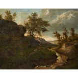 Carl Euler (1815 Kassel - 1893 Wehlheiden)Arkadische Landschaft (Rast am Fluss)