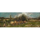 Jean-Louis Canon (1809 Paris - 1892)Landschaft. Öl auf Platte. 22,5 x 53,5 cm.