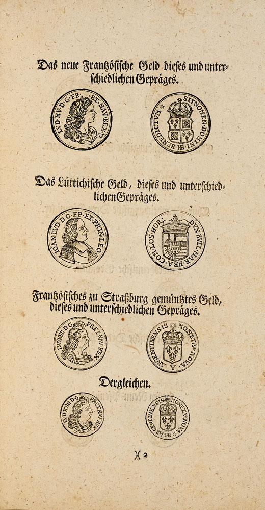 Numismatik Abdrücke Derer In dem Mandat de dato 28. Apr. 1721. gäntzlich-verruffenen Müntz-Sorten.