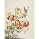 China - - Sammlung von 8 prachtvollen Original-Zeichnungen mit floraler Motivik