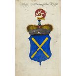 Heraldik - - 2 Wappenbücher mit jeweils 87 u. 90 teils kolor. Kupferstichen.