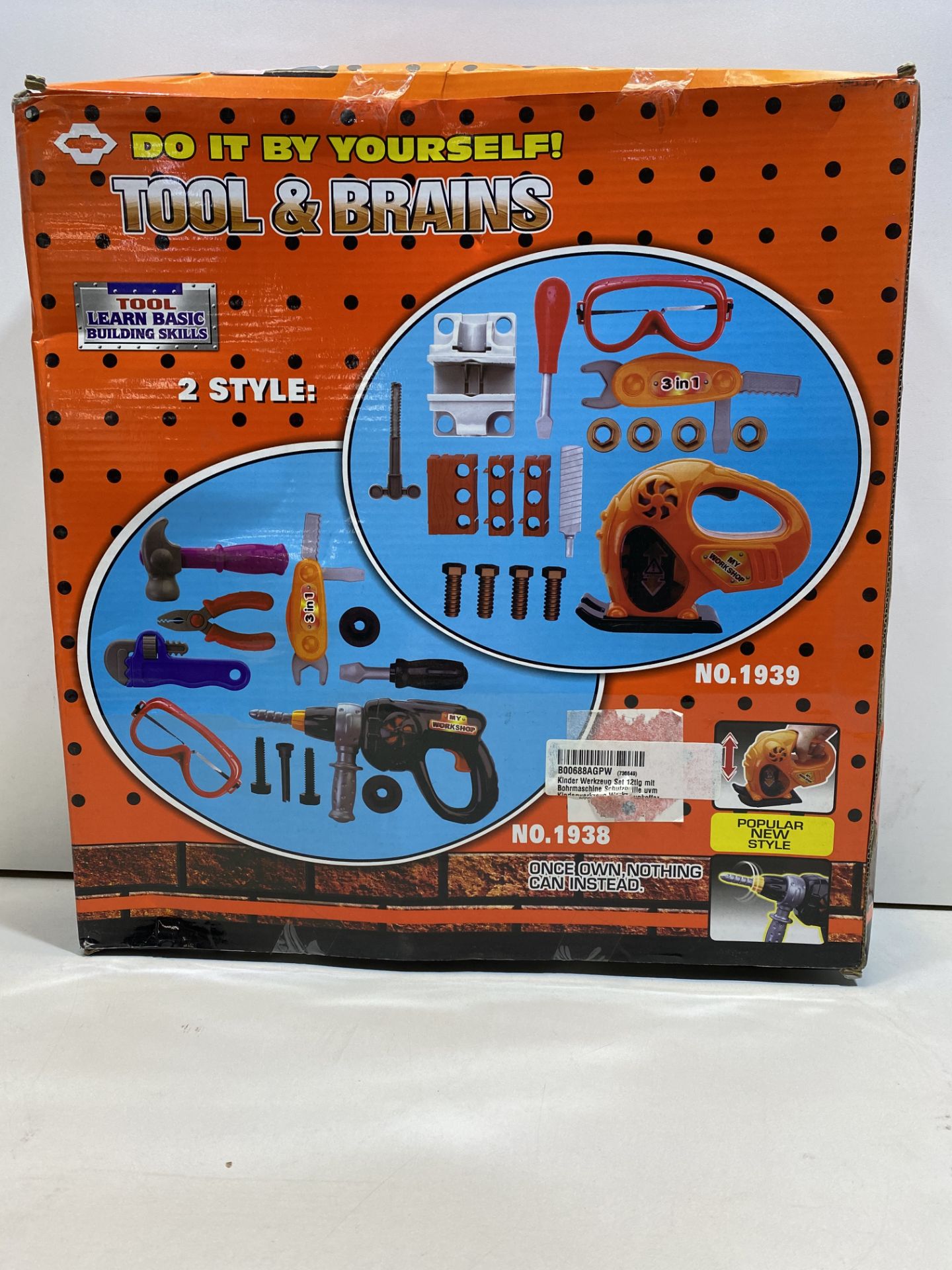 1 x Children's tool set 12 pieces with drill, protective goggles and much more - Image 2 of 2