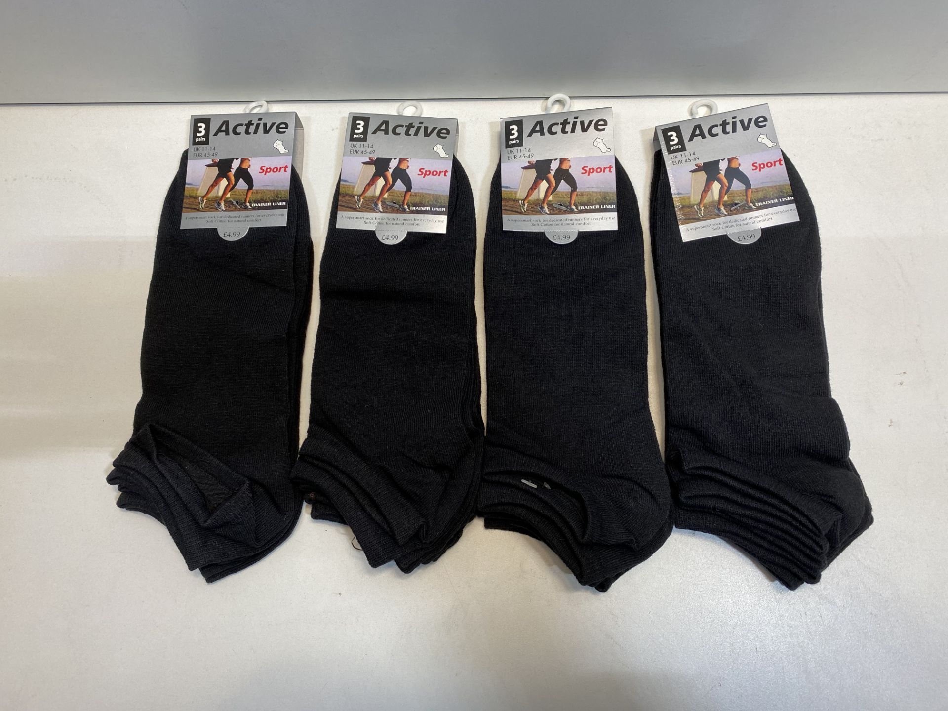 4 x Active Black Sport Socks - Set Of 3 | 3485123589668 - Image 2 of 4