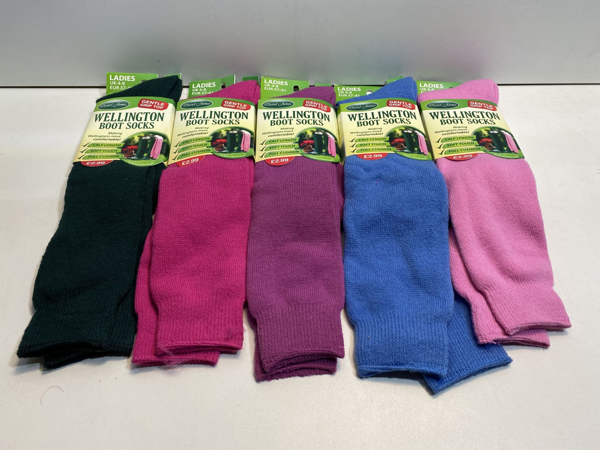 5 x Various Coloured Womens David James Wellington Boot Socks | 5019041014155