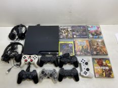 Playstation 3 Games Console w/ 7 x Controllers, 2 x Headsets & 7 x Games