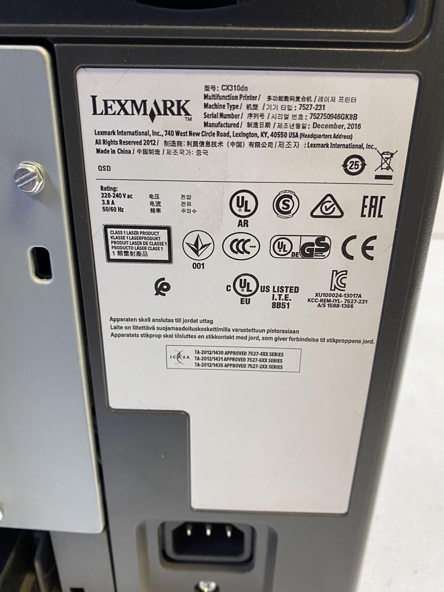 Lexmark CX310DN Multi-Functional Printer/Copier - Image 9 of 12