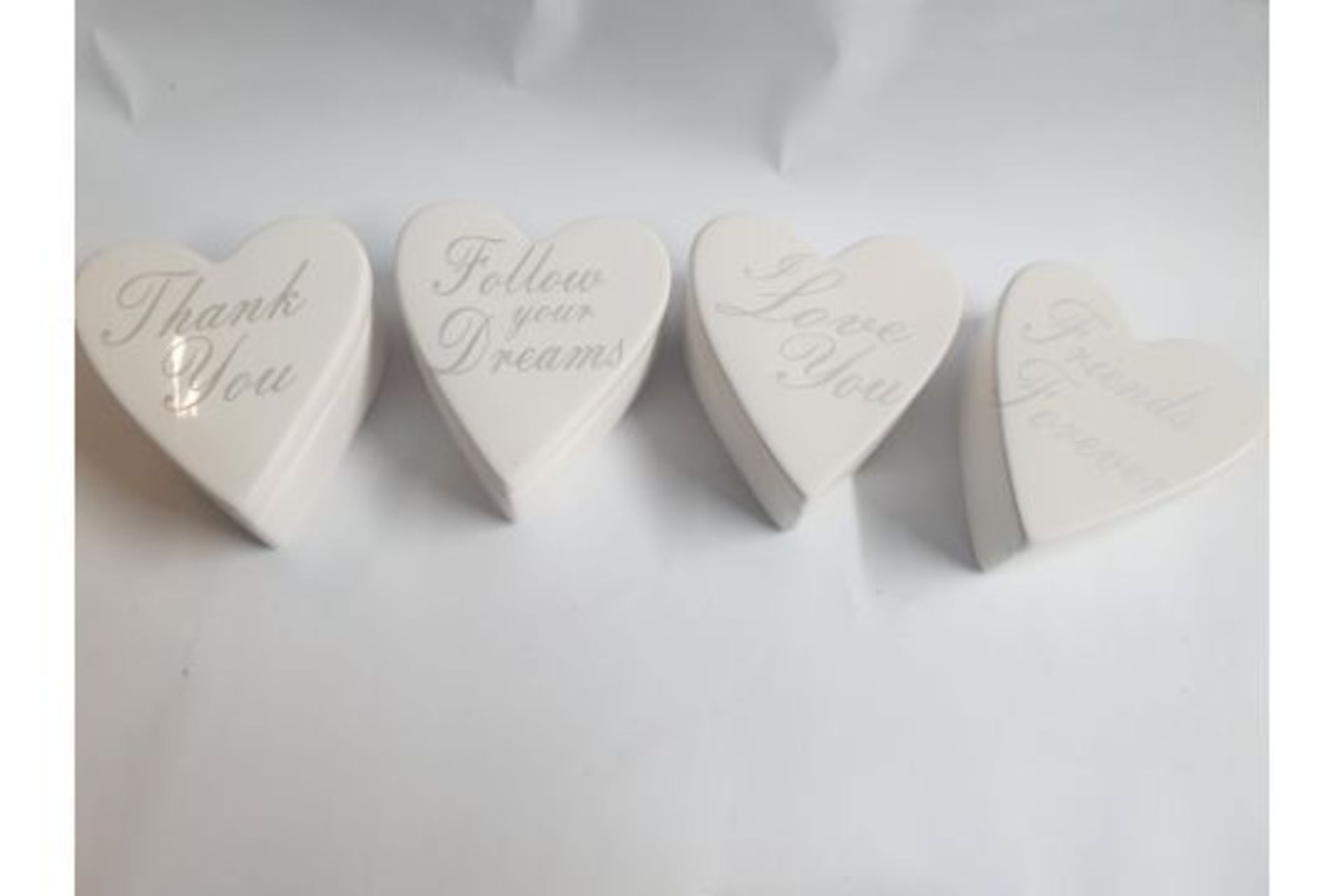 4 x Heart Shaped Ceramic Trinket Boxes