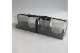 Set of 4 Votive Holders in Clear Gift Box with Ribbon