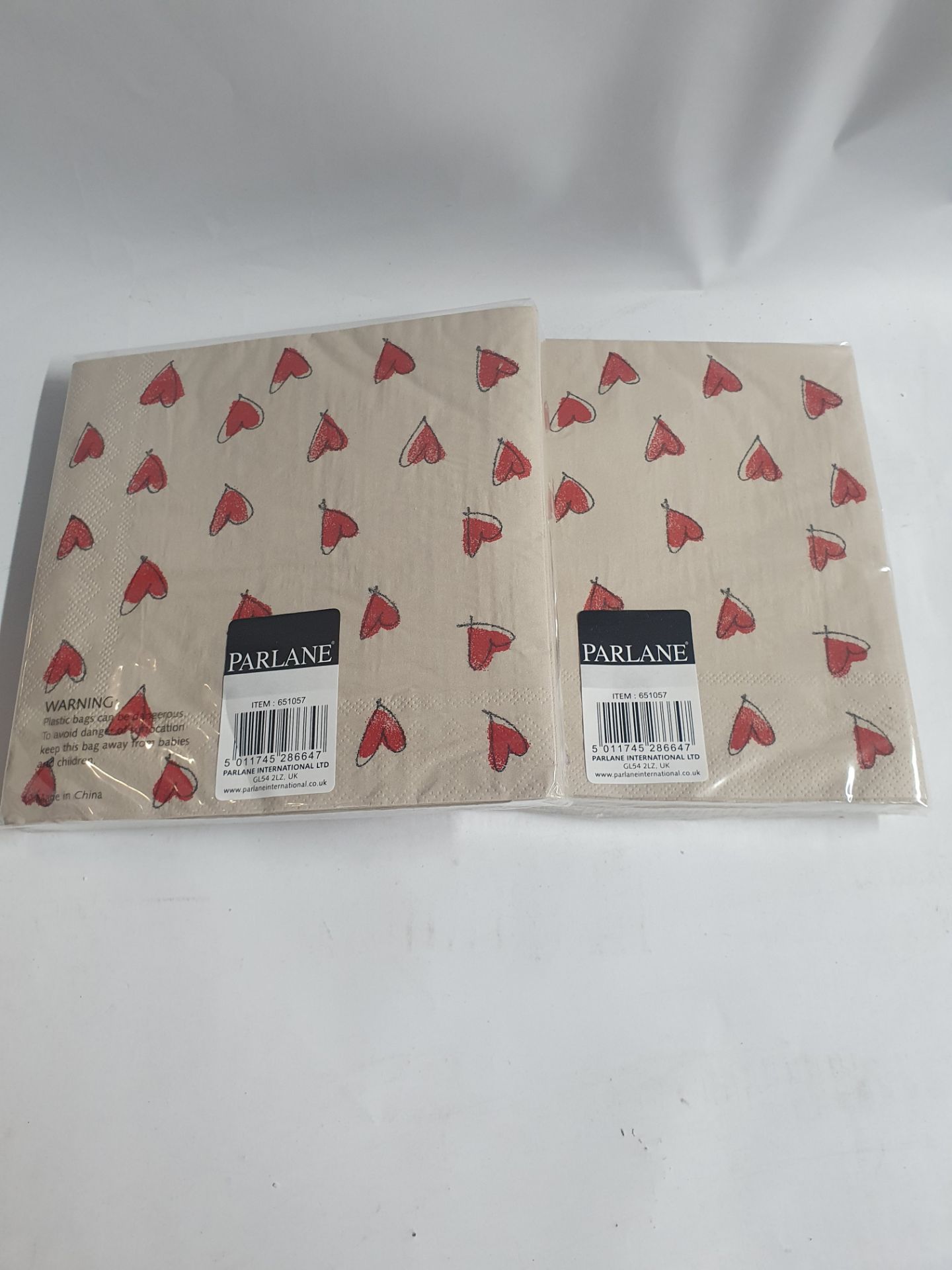 Box of Valentine Themed Disposable Napkins | 12 packs of 20
