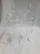 Pair of Small Glass Bonbon Jars