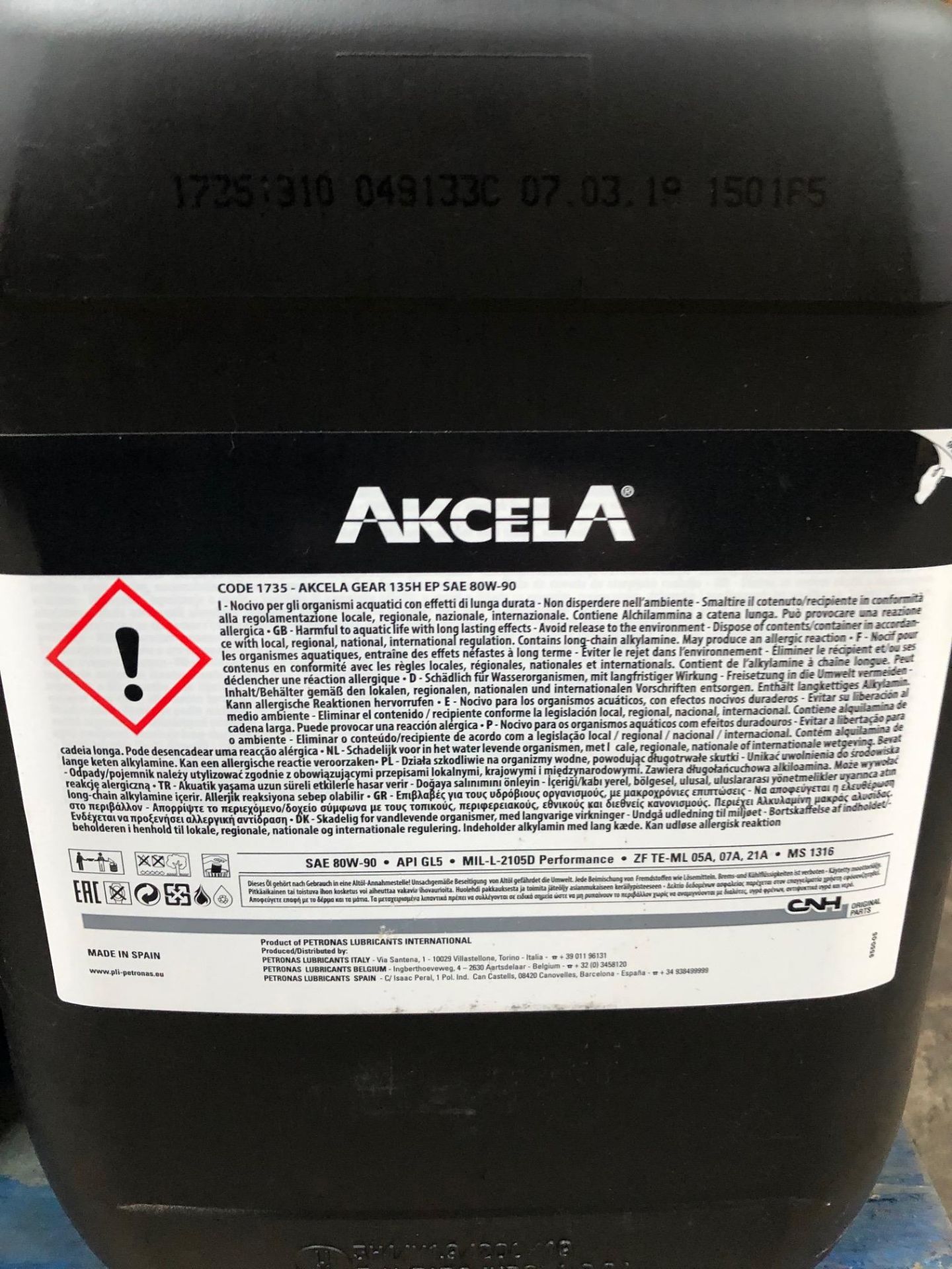5 x 20L Drums of Akcela MS 1316 20L Gear 135H EP 80W-90 - Image 2 of 2