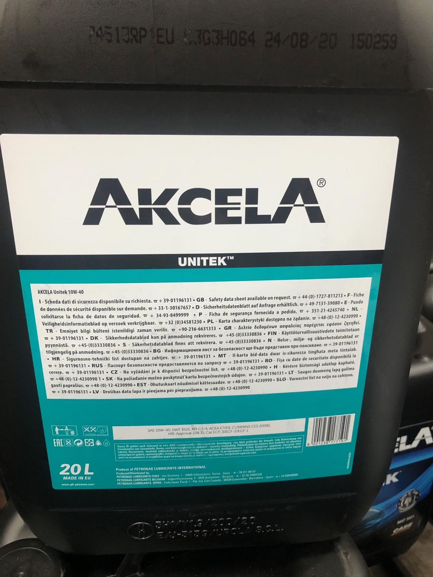 3 x 20L Drums of Akcela MAT 3521 Unitek SAE 10W-40 Engine Oil - Image 2 of 2