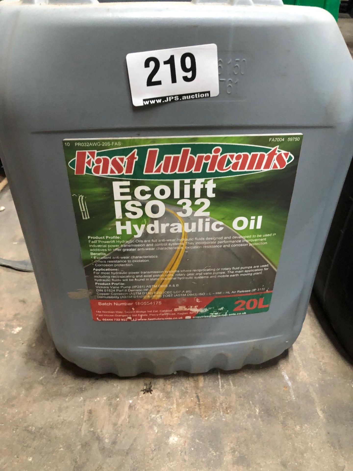 20L Drum of Fast Lubricants Ecolift ISO 32 Hydraulic Oil
