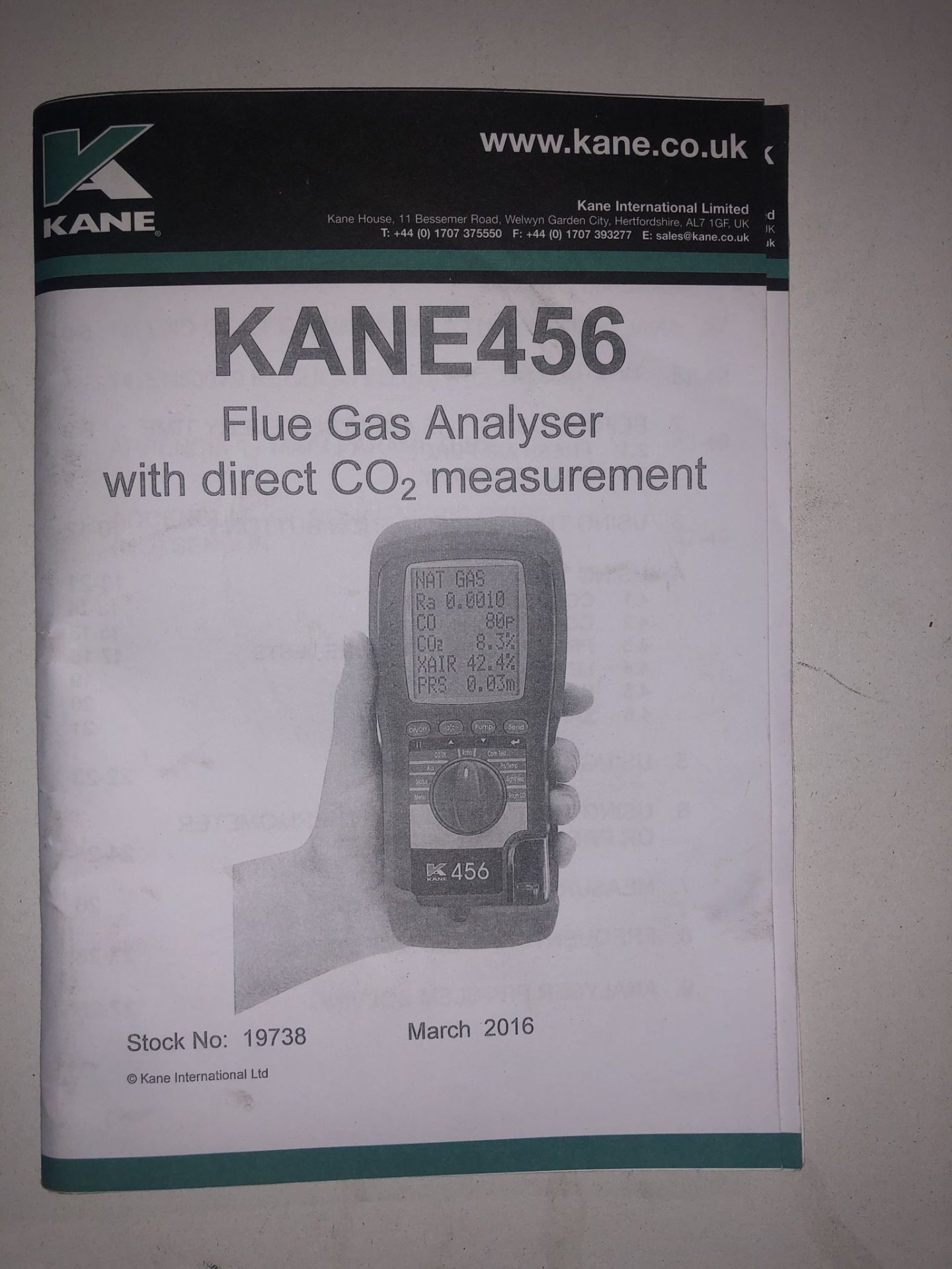 Kane 456 Flue Gas Analyser w/ Printer & Bag - Image 3 of 3