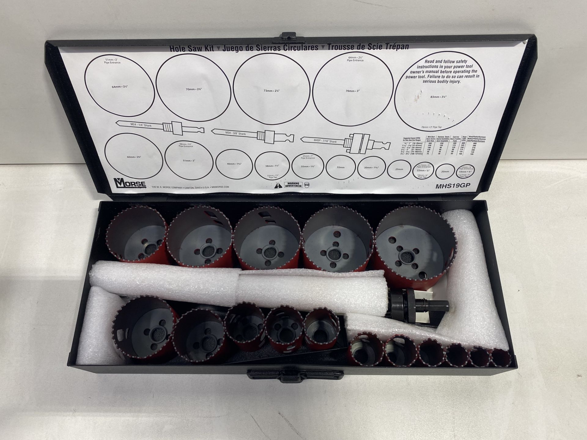 Morse 19 Piece Bi-Metal & Wood 19-83mm Holesaw Drill & Arbours Set & Case | RRP £129.95 - Image 2 of 3