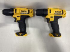 2 x DeWalt DCD710 10.8V XR Cordless Compact Drill Driver (Body Only)