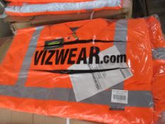 10 x Vizwear Hi Vis Padded Parka Style Coat | Similar Total RRP £250 | Orange